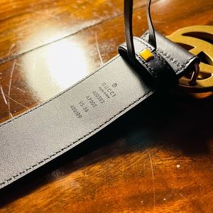 Gucci Double G Belt-Black Leather L: 95 W:1.5